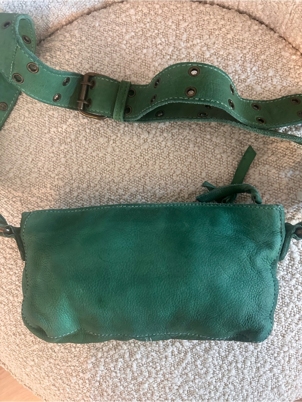 Free people Green Leather Double-Pocket Crossbody Bag - Picture 2 of 9